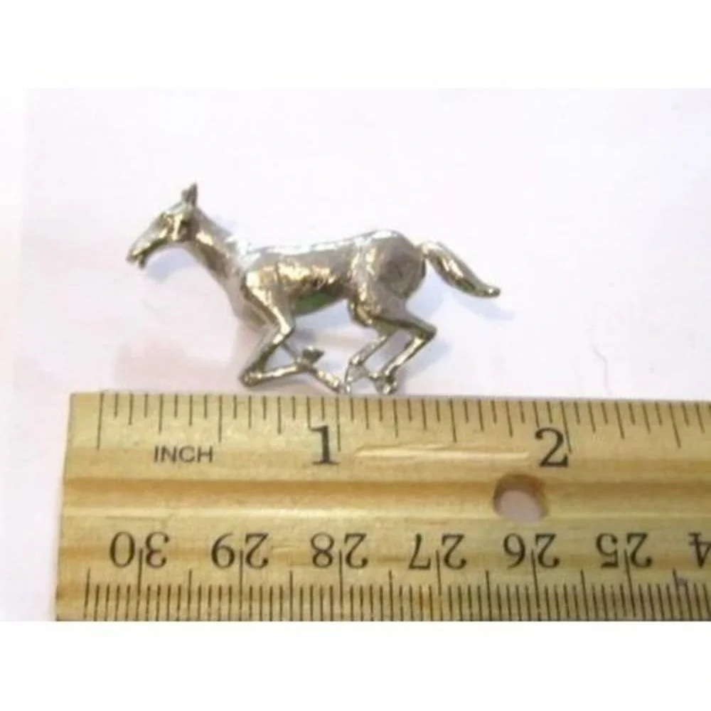 Vintage‎ Shiny Silver Plated HORSE Pin*1-3/4